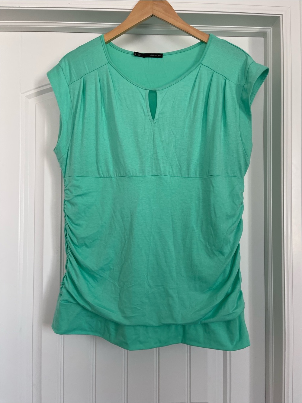 Maurices Green Short Sleeve Gathered Top with banded waist